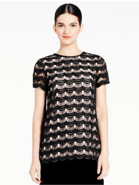 kate spade Tops - kate spade New York | Black Crochet Art Deco Overlay Blouse | Size = 2